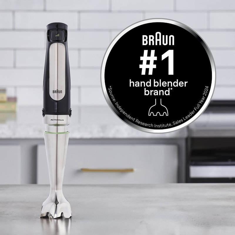 Braun MultiQuick 7 Smart-Speed Hand Blender with 500 Watts of Power, Whisk, Masher, and 6-Cup Food Processor