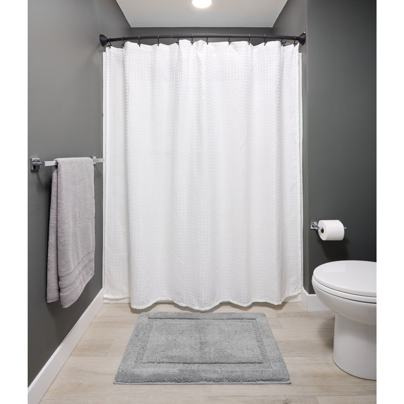 Adjustable Brushed Silver Curved Shower Curtain Rod