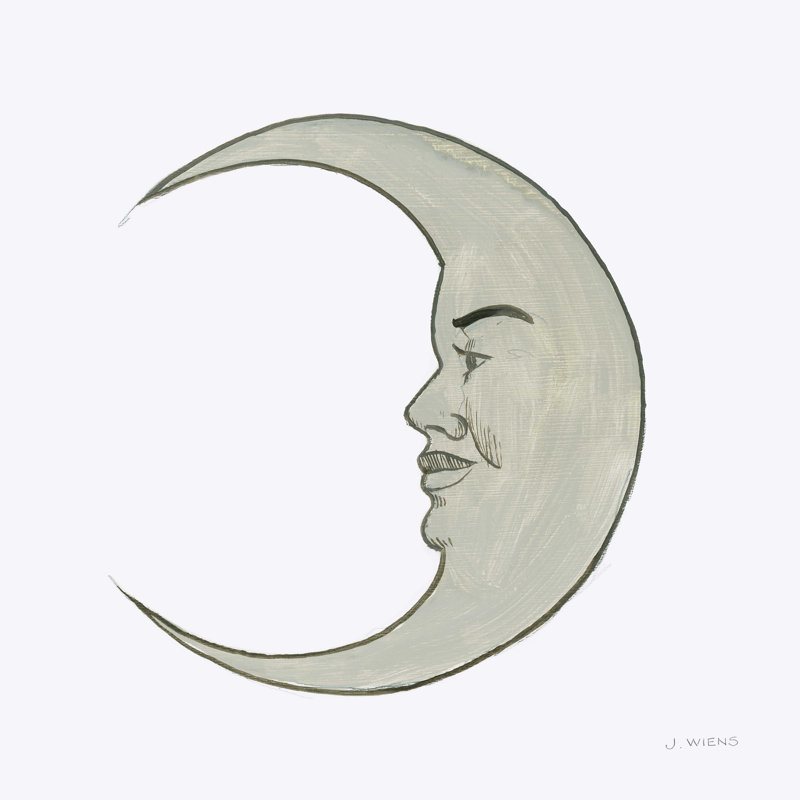 " Moon " by James Wiens, 36" H x 36" W, No, Silver Framed Canvas