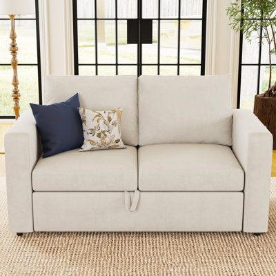 Rafael 2 Seats Fabric Sectional Pull Out Sofa Memory Foam Mudular Sofa For Living Room