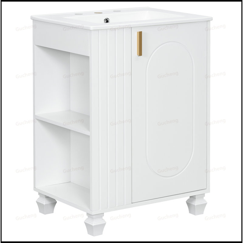 Meuble-lavabo 24 po avec rangement latéral ouvert, Blanc