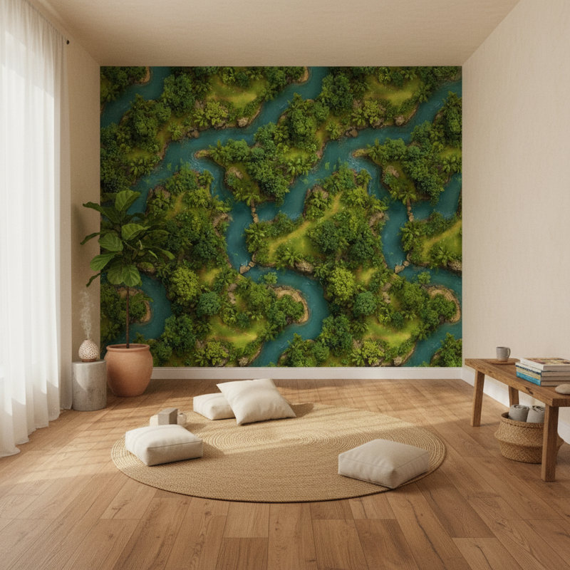 Papier peint paysage paysage verdoyant rivière