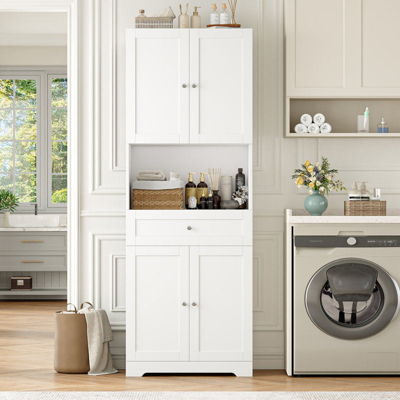 67.5" H Freestanding Bathroom Cabinet, White