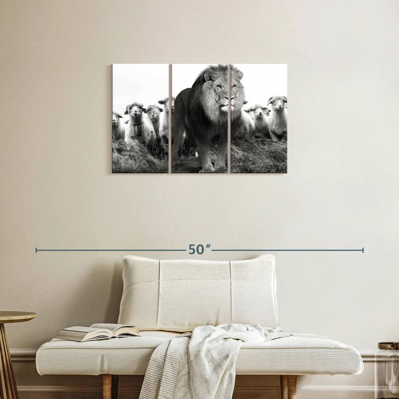 Brampt Lion Among Sheep, 20" H x 33" W