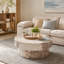 Table basse de luxe moderne avec design en faux marbre - structure en bois massif avec plateau en composite ECC - aucun assemblage requis - résistant aux rayures et aux fissures-126123522