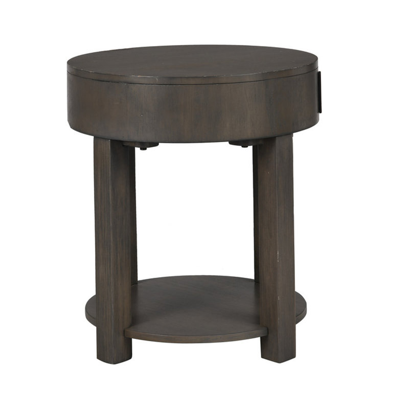 Table de bout 20 po avec 2 supports de charge brun, rond et repose-pieds brun, 20