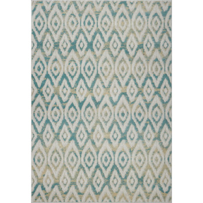 Tapis géométrique blanc / bleu Doop