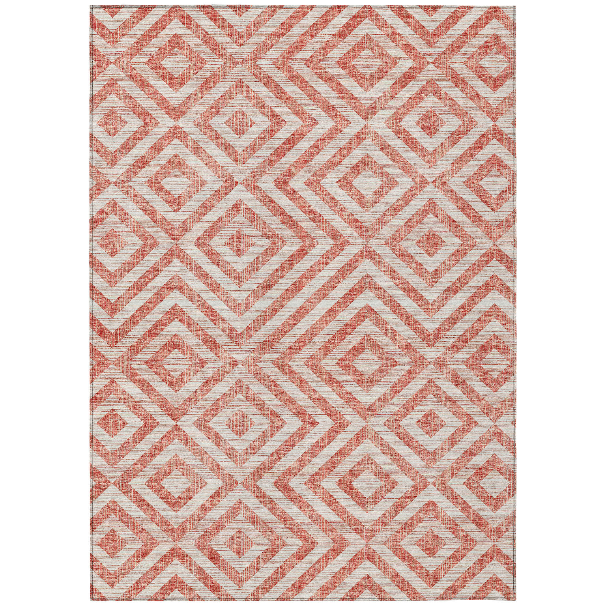 HomeRoots 5' X 8' Salmon And Ivory Geometric Washable Indoor Outdoor ...