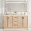 Meuble-lavabo double 59 po avec lavabo SMC, 4 portes et 3 tiroirs, meuble-lavabo moderne en bois aggloméré avec tablettes réglables, portes à fermeture en douceur et glissières cachées