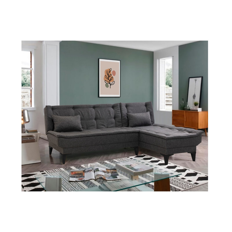 Canapé modulaire d'angle rembourré 88,6 po Sky, 100 % lin anthracite