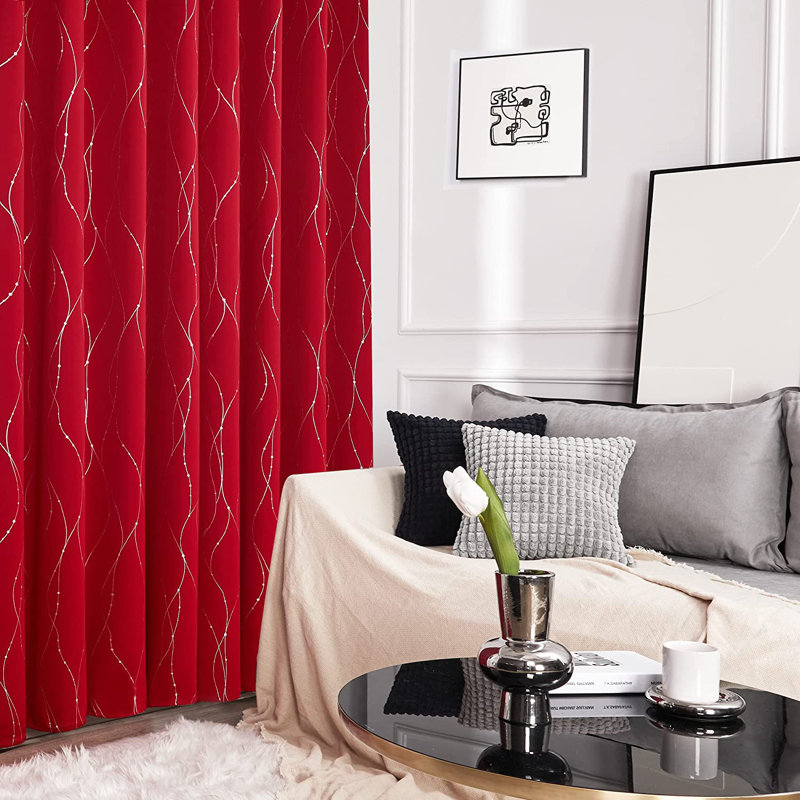 Flurin Room Darkening Curtain Pair, 42" W x 63" L, Red