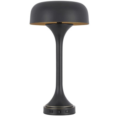 Lampe de table champignon en métal, 40 W x 2, bronze foncé, 56 cm (H)