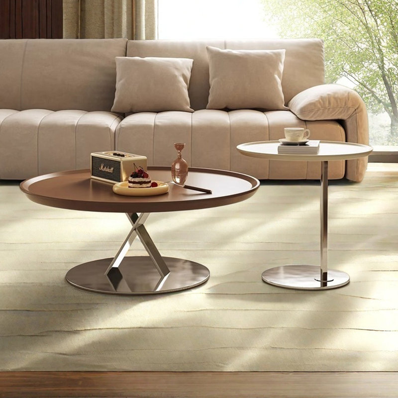 Table basse rétro Crème, H 14,7 po x L 35,43 po x l 35,43 po