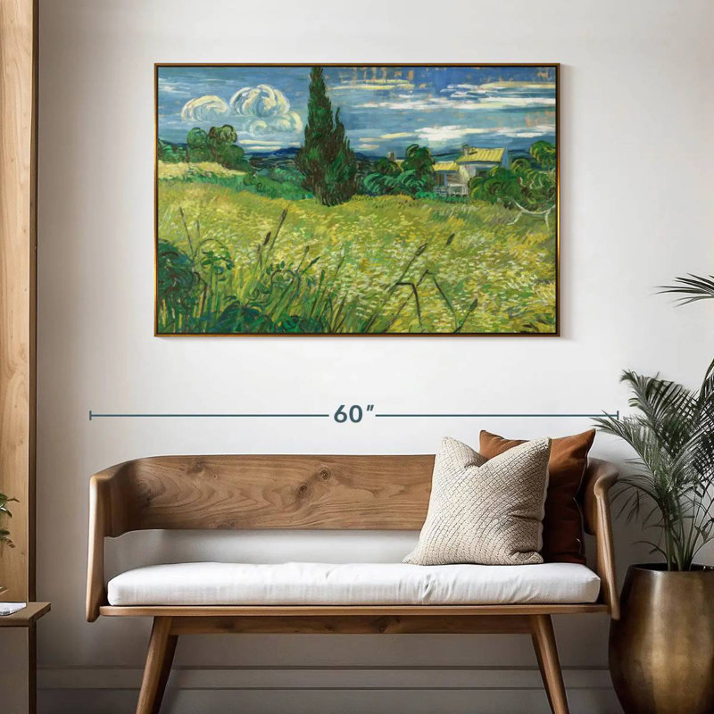 Champ vert 1889, 46 po x 31 po, Floating Frame Gold