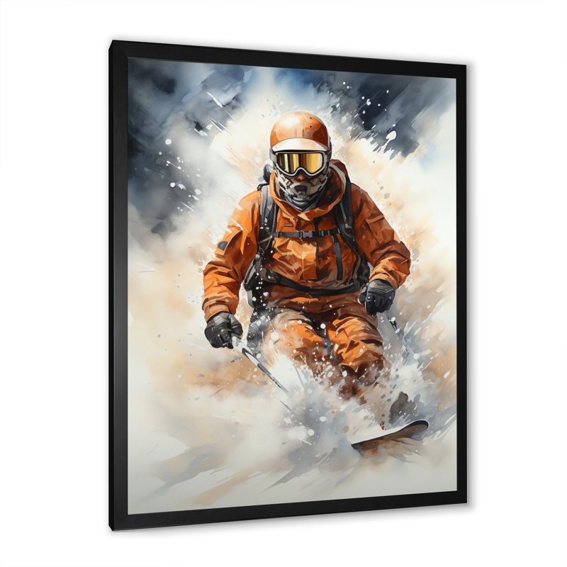 " Alpine Skiing Adventures II ", Black Single Picture Framed, 32" H x 24" W x 1" D