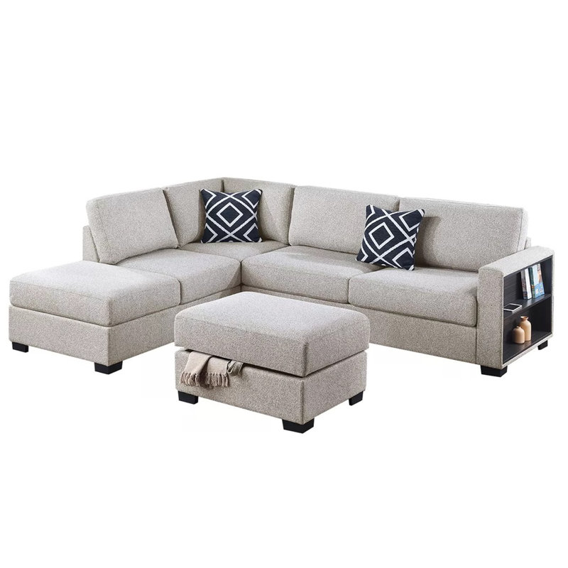 Ensemble modulaire réversible avec repose-pieds, Beige Boucle