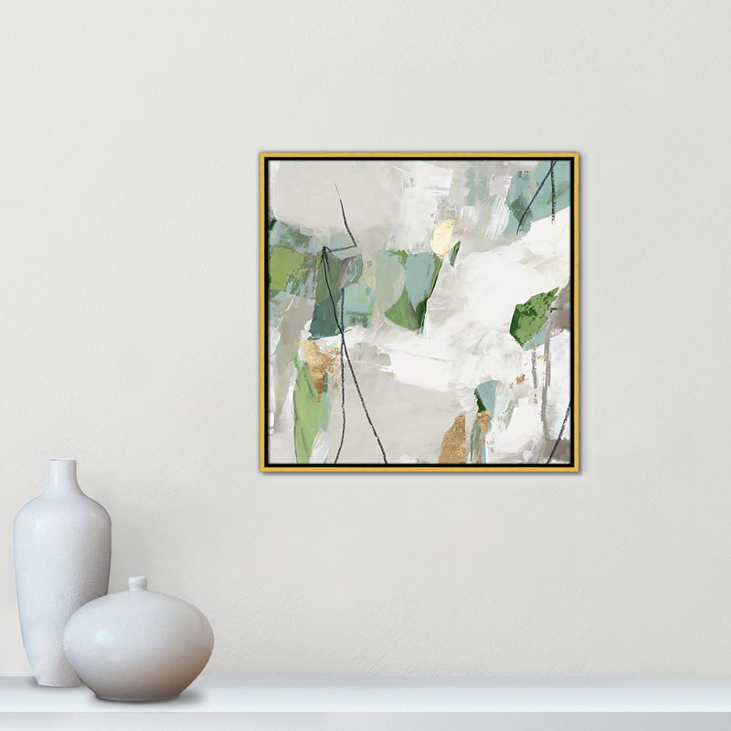 Enchanted Emerald I by Tom Reeves Print, 25.5" H x 25.5" W x 2" D, Gold Floater Framed