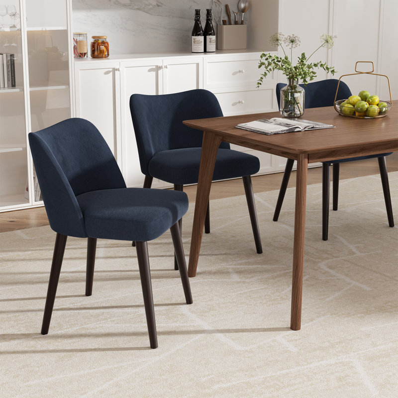 17.5" Seat Height Upholstered Full Back Side Dining Chair With No Need Tool, Blue