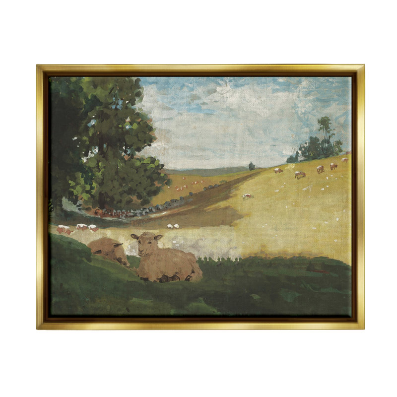 Après-midi chaud Winslow Homer classique - peinture, H 17 po x l 21 po x P 1,7 po, Cadre flottant métallique doré