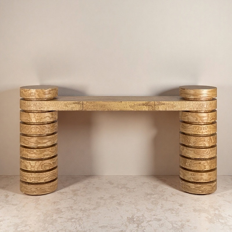 Console d'entrée en bois massif de style Mid-Century, H 33,5 po x l 55,1 po x P 11,8 po