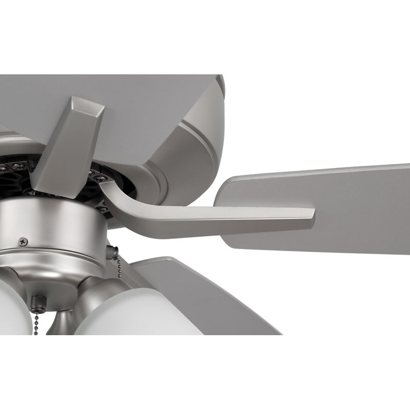 Pro Plus 114 White 4 Light Kit 52'' Ceiling Fan with LED Lights, Brushed Satin Nickel/Tan