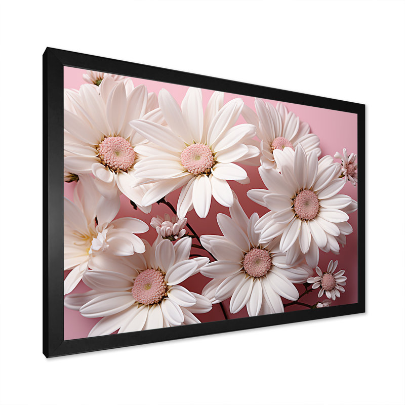 Élégance de marguerite blanche, Cadre simple noir, H 30 po x l 40 po x P 1,5 po