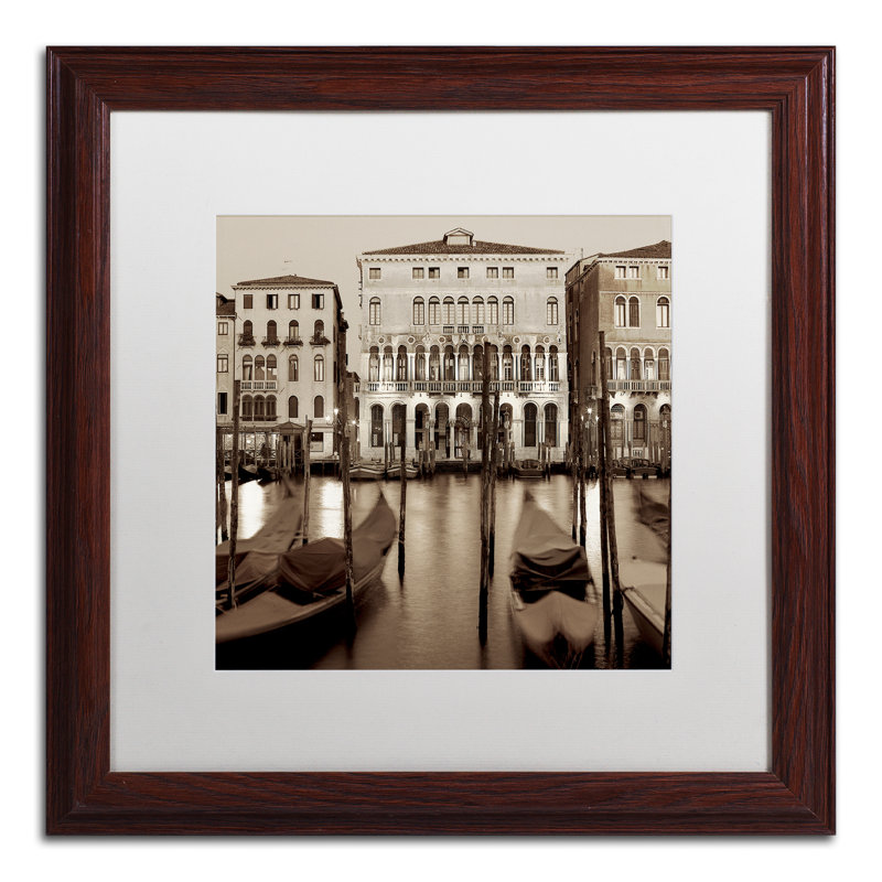 Alan Blaustein Venezia I, reproduction de photo encadrée, H 16 po x l 16 po x P 0,5 po, Toile avec cadre brun, Blanc