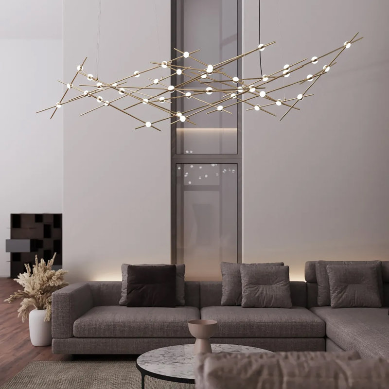 Constellation 44 - Light LED Chandelier, White, 2700K, Satin Brass/White