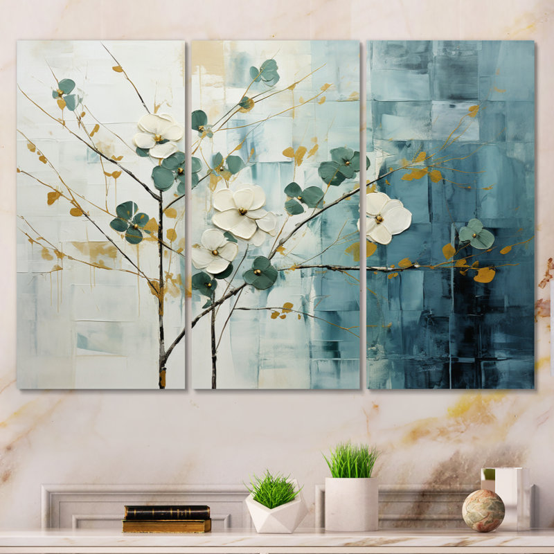 «Subtle Serenity III - Abstract Collages», ensemble d'art sur toile, H 40 po x l 60 po x P 1 po