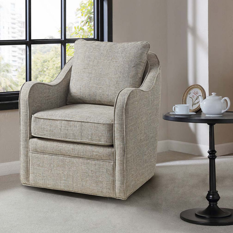 Fauteuil demi-tonneau pivotant rembourré, entièrement assemblé, Gris