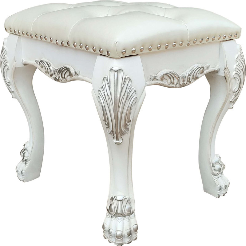 Bone White Finish Vanity Stool