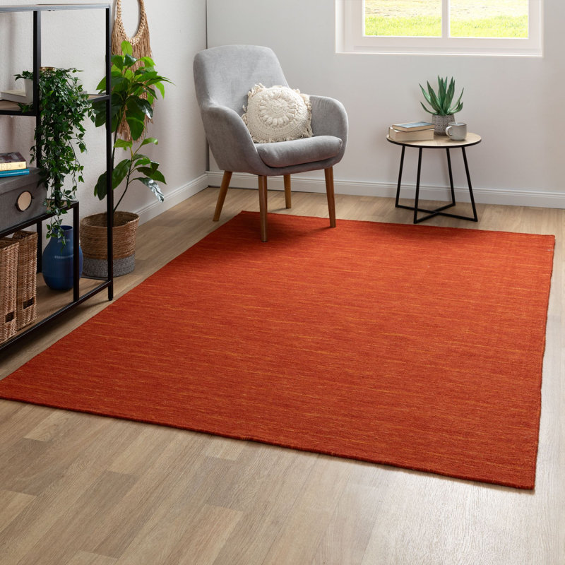 Poga Wool Hand Woven Area Rug, Rectangular 250 x 350 cm, Red