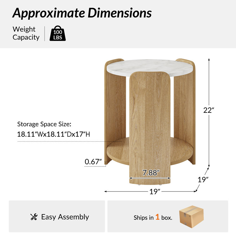 Table de bout Fermina, Naturel