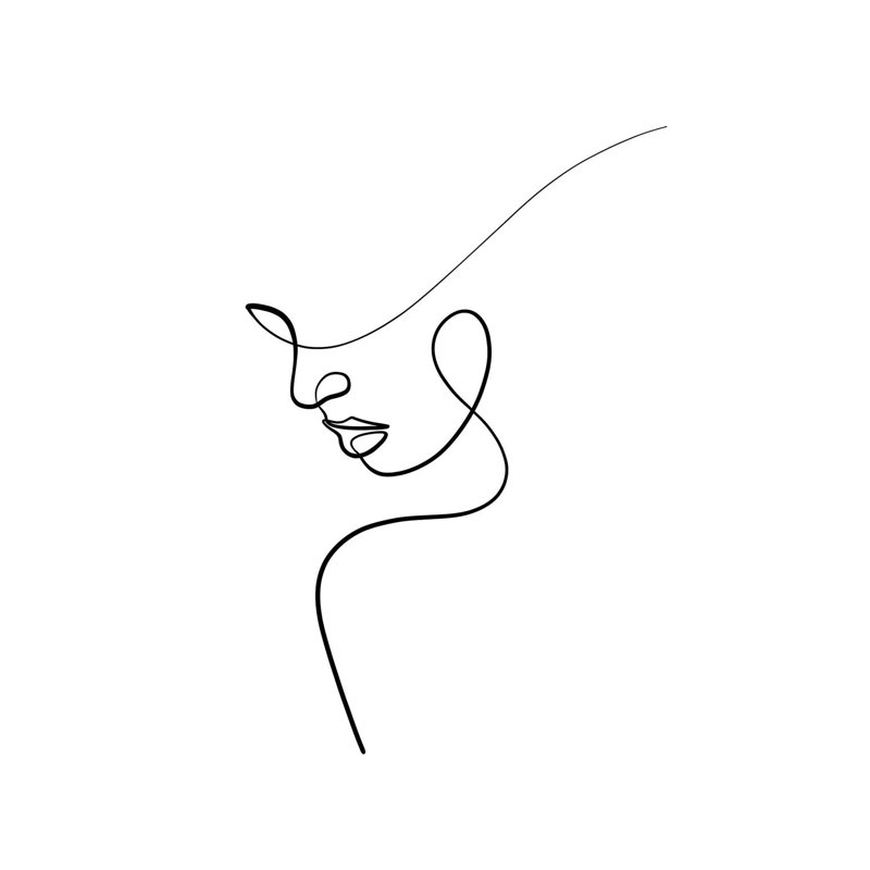 «One Line Woman» par Dane Khy - reproduction de dessin, Pas de tapis, H 40 po x l 26 po x P 1,5 po, Toile tendue