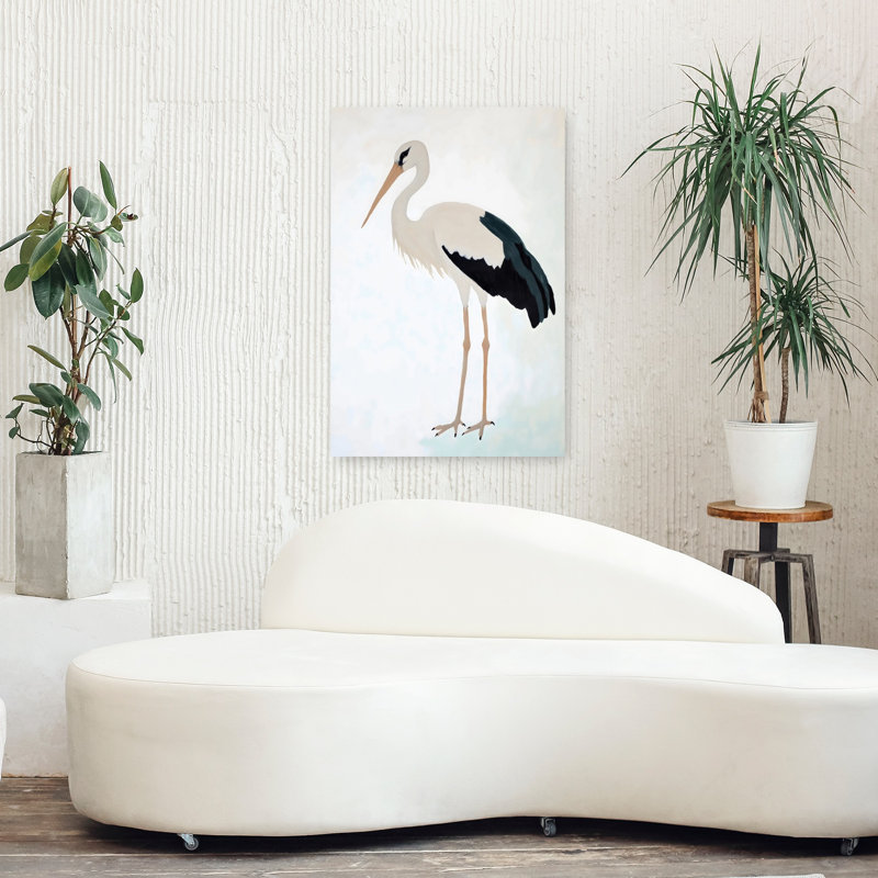 Cigogne abstraite, art mural contemporain, 36" H x 24" W