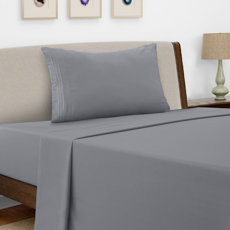 Lux Decor 4-Piece Ultra Soft Microfiber Sheet Set Deep Pocket Fitted Sheet, Wrinkle-Resistant & Easy Care Bedding, Gray
