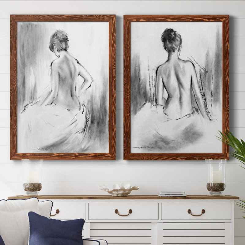 «Soft Silhouette V», ensemble de 2 reproductions sur toile, H 44 po x l 31 po, Toile encadrée, Noyer