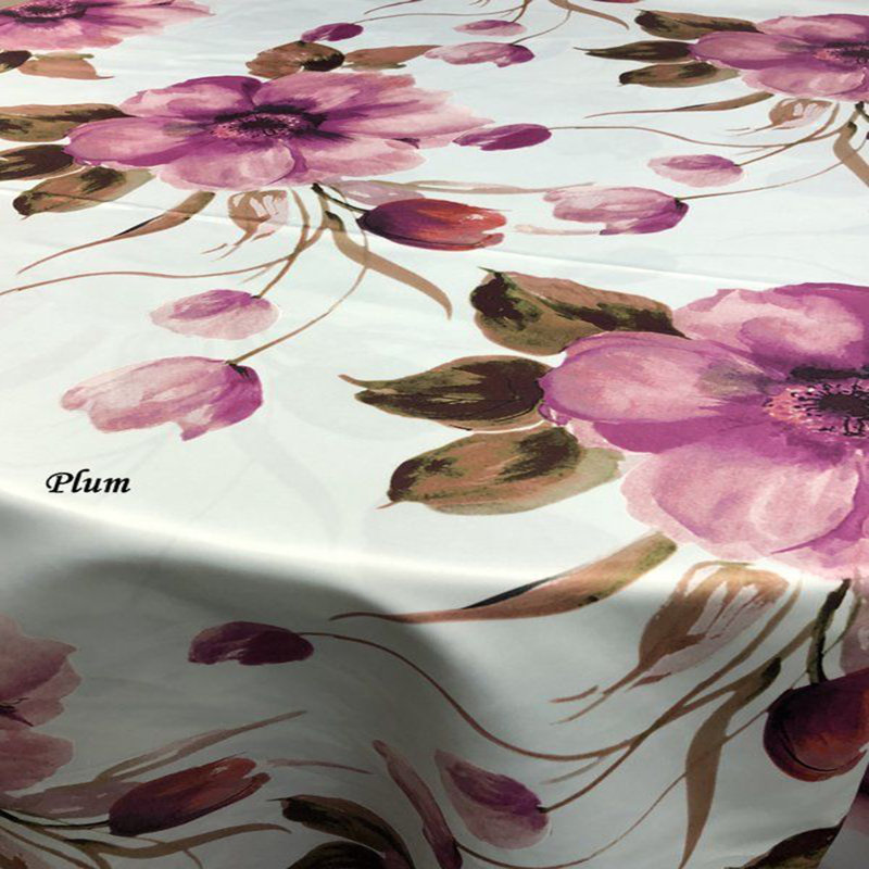 Tissu de revêtement tropical 100% rose en polyester / noir, Prune