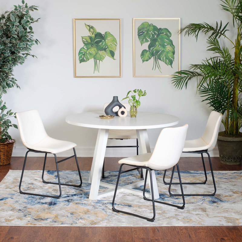 5-Piece Round Dining Set, Beige