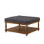 Grande table basse carrée capitonnée et revêtue en lin gris anthracite-130462913