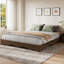 Bed Frame, Wood Platform Bed with Wave Design, Low Bed Frame Without Headboard, Minimalist Bed Base with Noise-Free, Easy Assembly, No Box Spring Needed-2047236402-2047236406