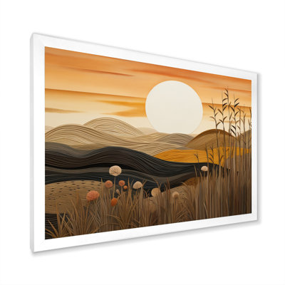Coucher de soleil doré dans les montagnes rétro - impression