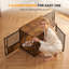 Cage en bois pour chien, grand chenil avec rangement intégré, cage d'intérieur pour salon ou chambre, maison pour animaux multifonctionnelle en bois avec cachette.