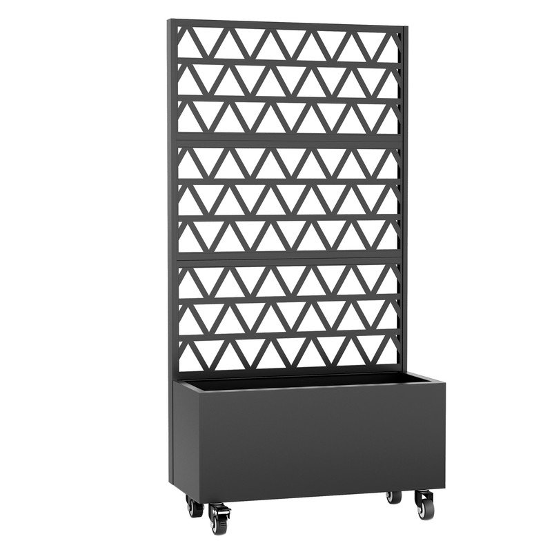 Metal Planter Box With Trellis Raised Garden Bed - 72.05"X35.83"X16.14", Trellis Privacy Screen For Climbing Plants, Vegetables, Vines(Assembly Required)
