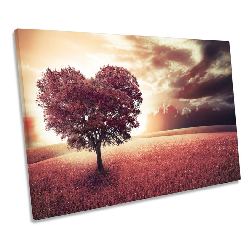 Love Heart Tree Autumn Sunset - Wrapped Canvas Art Prints, 30.5cm H x 45.7cm W
