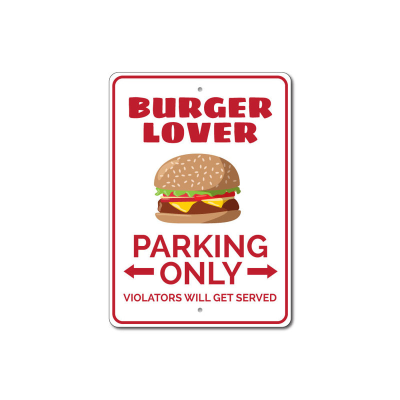 Enseigne en aluminium Burger Lover, H 18 po x l 12 po x P 0,06 po