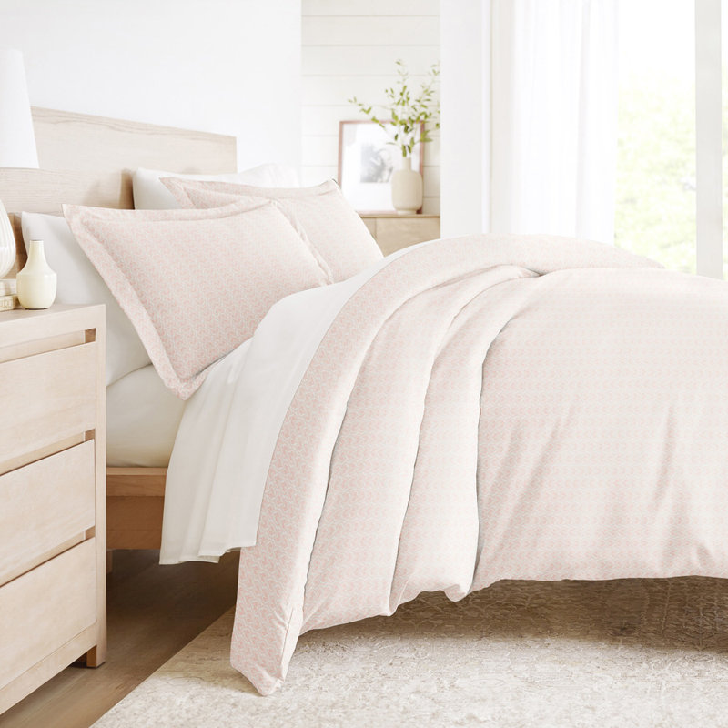 Ensemble de housse de couette en microfibre à motif de literie ultra douce en rose classique