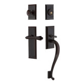 Nostalgic Warehouse New York Plate S Grip Handleset with Single Cylinder Deadbolt and Fleur Lever