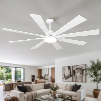 Ventilateur de plafond à DEL à intensité variable de 72 po avec 3 lumières DEL CCT, moteur CC réversible à 6 vitesses, minuterie, télécommande et contrôle des applications VacZon