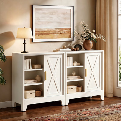 Multifunctional Metal Sideboard Cabinet with 1 Sliding Door and Adjustable Shelf
